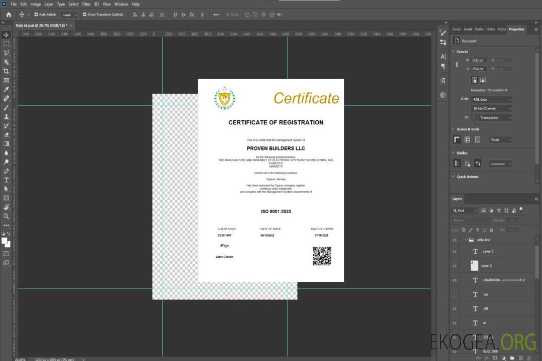 Modèle Word et PDF de certificat d'enregistrement de Chypre template